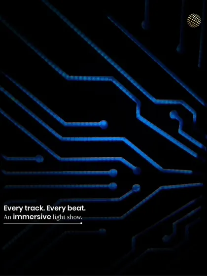 Every track, every beat, an immersive light show. This visual represents how our systems translate music into a corresponding display of light, creating a multi-sensory experience in your own home.