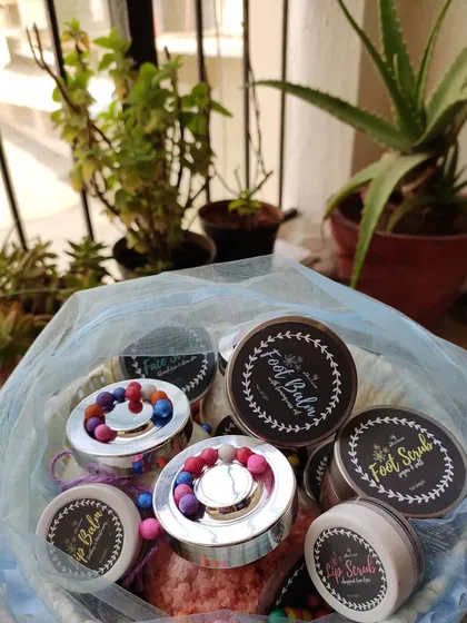 Happiness in a basket. This is a custom gift set I put together, featuring a variety of my natural skincare products.