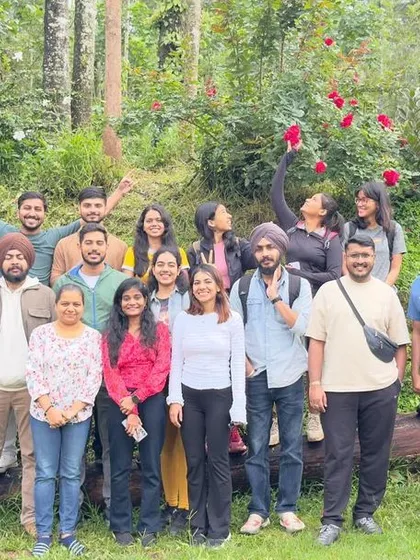 Another great group shot in the lush greenery of a hill station. It's all about the good times and the people you share them with.