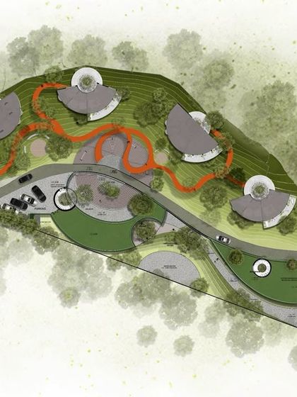 Another version of the master plan, detailing the layout of the buildings and landscape.