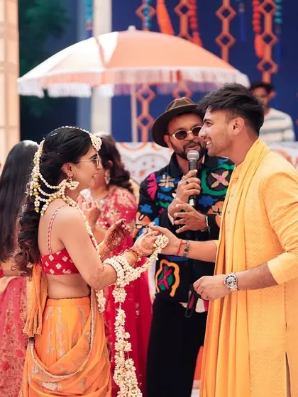 A close-up moment, sharing a laugh with the bride and groom. These personal interactions are what make my job so rewarding.