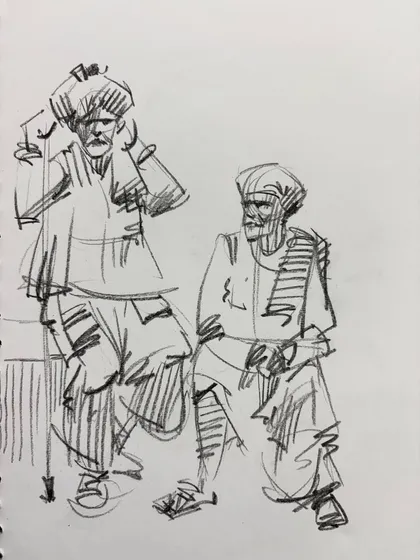A collection of my figure drawing demonstrations from online classes and practice sessions. Each sketch is an opportunity to study the human form, capturing different poses, gestures, and scenes from daily life.