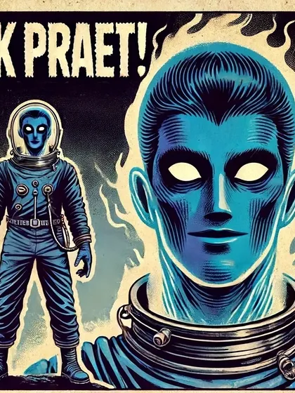 A comic-book style introduction to my spectral alter-ego, 'Ek Praet', the ghost of an astronaut. This character allows me to explore more eerie and cosmic horror themes.