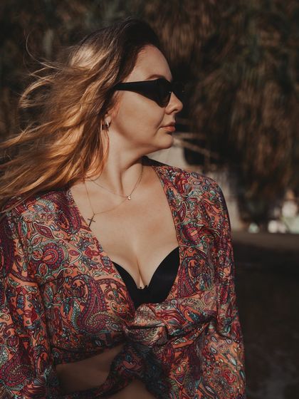 A candid, windswept photo from Goa. This relaxed, sun-drenched look shows the more chilled-out side of my life when I'm not in the studio or on tour.