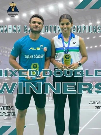 Pratik Ranade and Anamika Singh, Mixed Doubles winners at the IIT Avahan Badminton Championships.