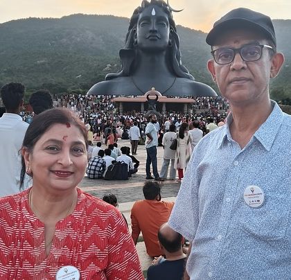 A couple enjoying the spiritual ambiance at the Adiyogi center. My trips are for all age groups.