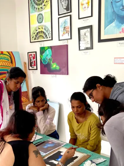 I am providing guidance to a group of students in our Certificate in Fine Arts program. The course offers intensive, personalized instruction.