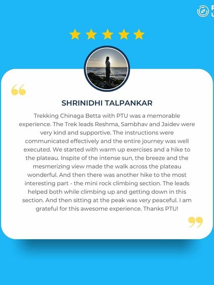 Shrinidhi Talpankar's review highlights the well-executed instructions and the peaceful experience at the peak.