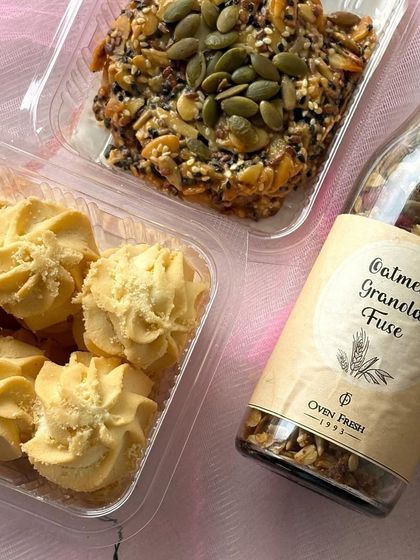 A surprise delivery of love. This image captures a collection of my treats, including healthy oatmeal granola fuse and multigrain bars, perfect for a thoughtful gift.