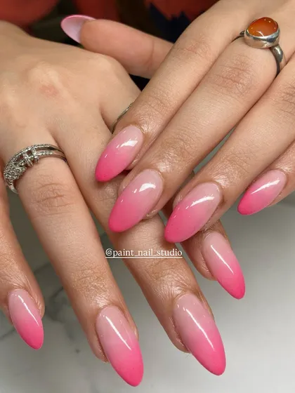 Another stunning shot of the pink ombré nails. This look is a client favorite for its simple elegance.