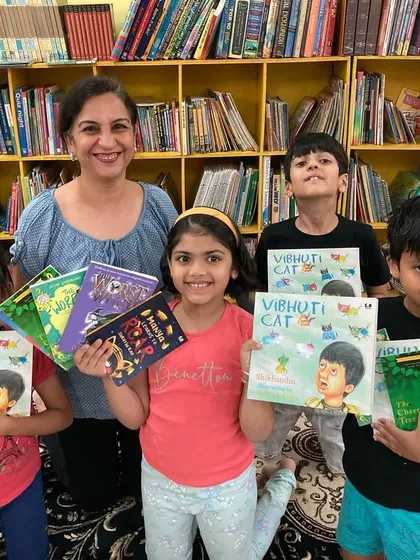 Meet some of our proud Bookyardigans! In our book club, children don't just read; they discuss, debate, and share their unique perspectives. This picture captures the pride and accomplishment they feel after completing and discussing their books together in an offline session.
