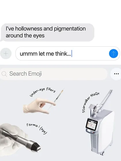 For concerns like under-eye hollowness and pigmentation, I use a combination approach. Dermal fillers can restore volume, Forma I tightens the delicate skin, and the Starwalker MaQX laser can address pigmentation for a complete rejuvenation.