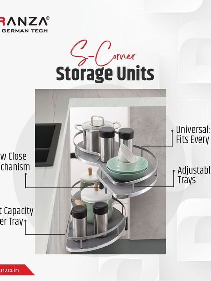 Unlock the hidden potential of your kitchen corners with my S-Corner Storage Unit. It features a slow-close mechanism and adjustable trays with a high weight capacity.