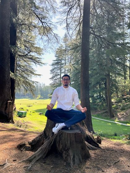 A moment of meditation in Padmasana (Lotus Pose) amidst the serene pine forests of Khajjiar. There is no better place to connect with your inner self than in the lap of nature.