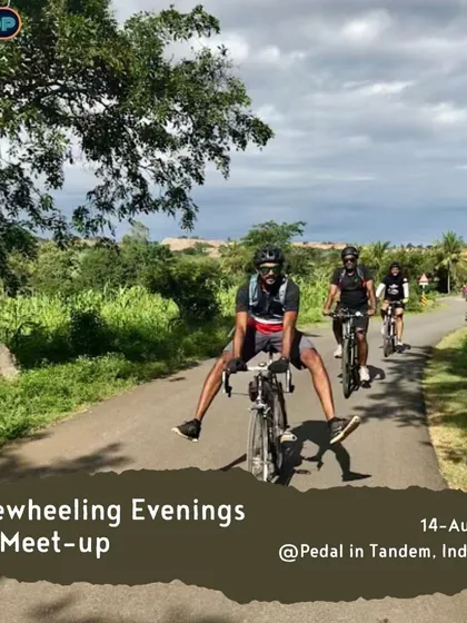 The joy of being on two wheels! A rider having fun during one of our 'Freewheelin' Evening meetups on a scenic country road just outside Bangalore.