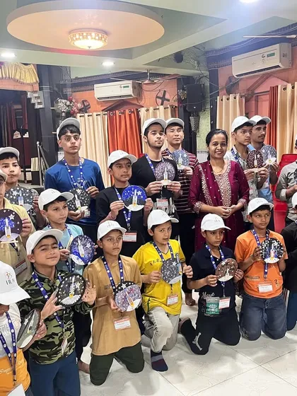 This was a truly special day. I had the privilege of conducting an art therapy workshop with students from Jammu and Kashmir, and this photo captures the pride and joy they felt holding up their finished Chandrayan-themed artworks.