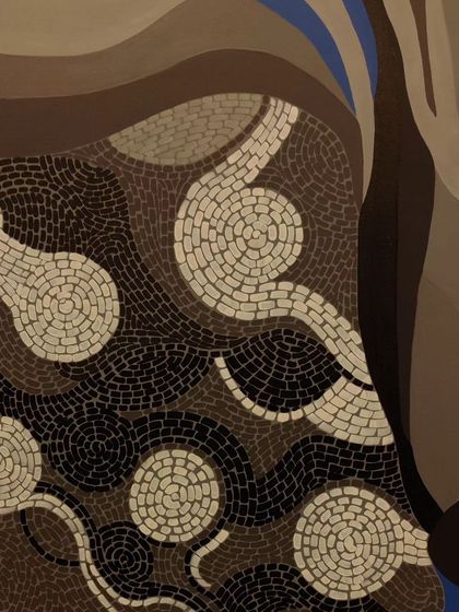 Another detail of the intricate mosaic work, showing the texture and depth it adds to the painting.