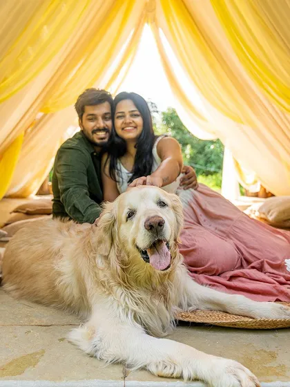 A beautiful portrait of Zuko and his family in a sunlit tent. This photo was taken to create a joyful memory at a location that was special to them.
