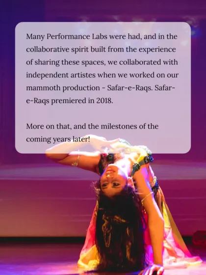 This graphic shows how the collaborative spirit of our Performance Labs led to our mammoth production, "Safar-e-Raqs."