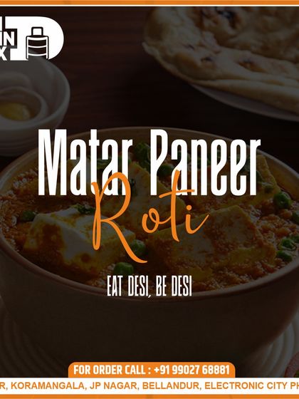 The simple combination of Matar Paneer and Roti is a classic for a reason. Eat desi, be desi with this comforting and flavourful meal, perfect for lunch or dinner.