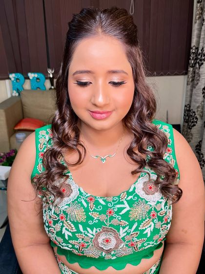 Another close-up of the makeup, showing the flawless base and the beautifully blended eyeshadow.