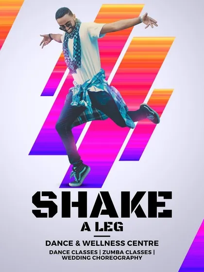 This graphic represents the dynamic and modern energy of our studio. We offer a variety of classes including dance fitness, Zumba, and even wedding choreography to get you ready for your big day.