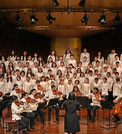 The collective power of music is on full display as our student choir and string ensemble perform together. We provide numerous platforms for our students to collaborate and share the stage, fostering a sense of community and shared artistic achievement.