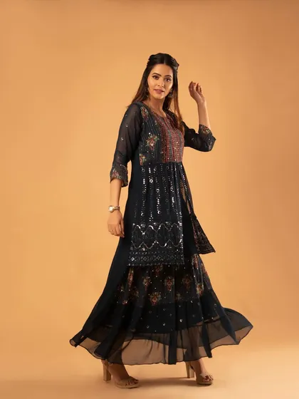 A dynamic shot with movement, showing how the dress flows.