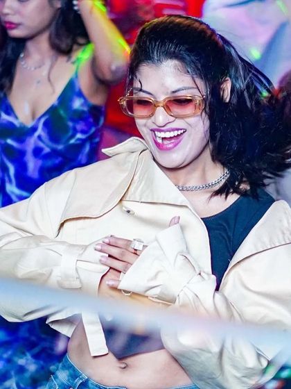 A happy dancer at Drava during Bollywood Candy Night.
