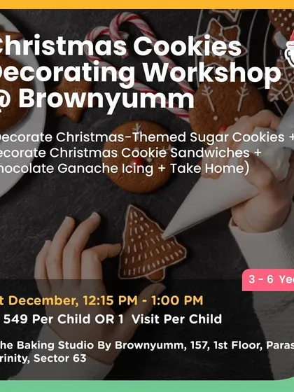A Christmas Cookies Decorating Workshop at Brownyumm. Kids get to decorate festive sugar cookies and cookie sandwiches to take home.