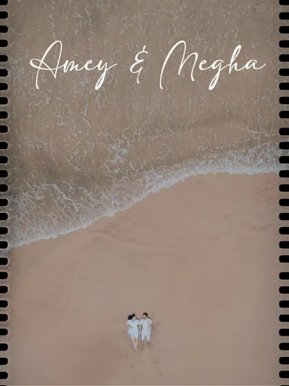 An aerial drone shot from a pre-wedding session on the beach. This perspective adds a unique and epic scale to your love story, capturing the beauty of the landscape alongside your connection.