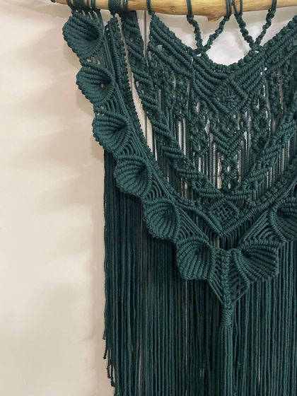 A close-up shot of the intricate knot work on the 'Heer' tapestry. I love creating these detailed patterns that make each piece a true work of art.