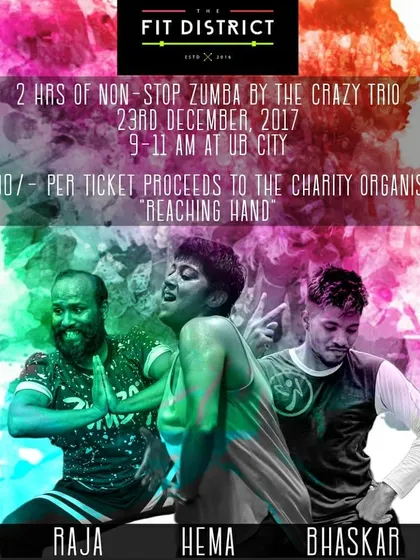 This poster was for a special two hour, non-stop Zumba and Bolly Beats charity event at UB City. I love collaborating with other instructors to create fitness events for a cause, where all proceeds go towards supporting a local NGO.
