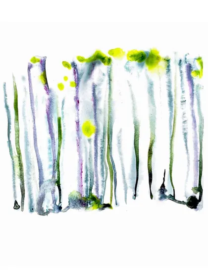 Another beautiful watercolour from Avnit Singh's open studio, showcasing her use of bleeding pigments to create organic, vertical forms.