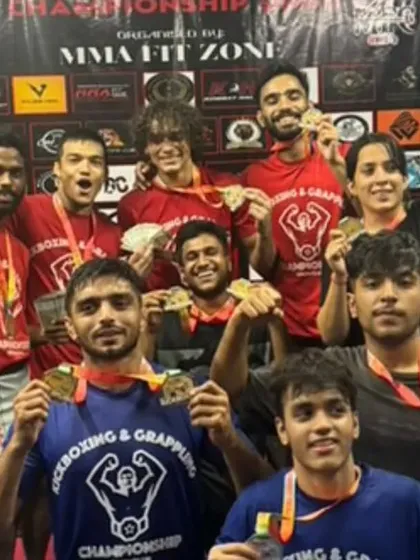 A joyful celebration from our fighters after winning multiple medals at the MFC Series 2.