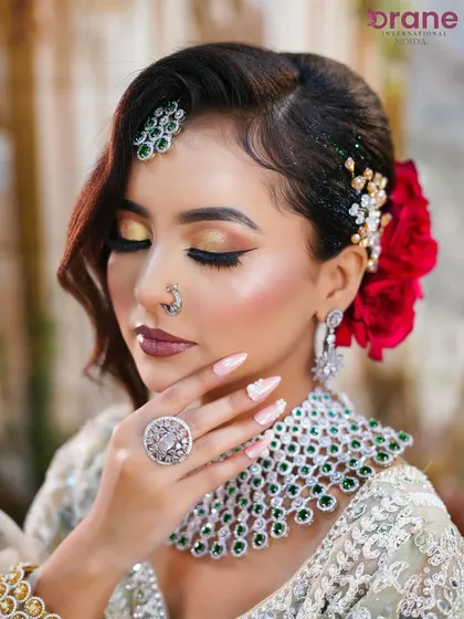 The golden hour glow on the eyeshadow is captured perfectly in this shot, a technique we teach for photographic makeup.