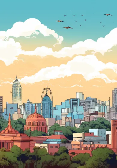 beyond ui, i create custom illustrations to give a product a unique soul. this cityscape piece was designed as a background element to bring a distinct, artistic vibe to an app's interface.
