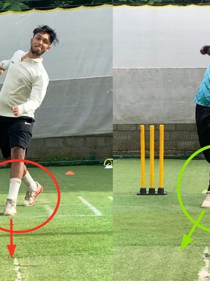 Foot position is fundamental. For this beginner leg spinner, we corrected an open front foot position to be more aligned with the target, providing a stable base for the rest of the action.