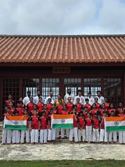 Our team proudly representing India at the Karate Kaikan in Okinawa, Japan. Taking our students to the birthplace of karate is a vital part of their journey, connecting them to the deep history of the art.