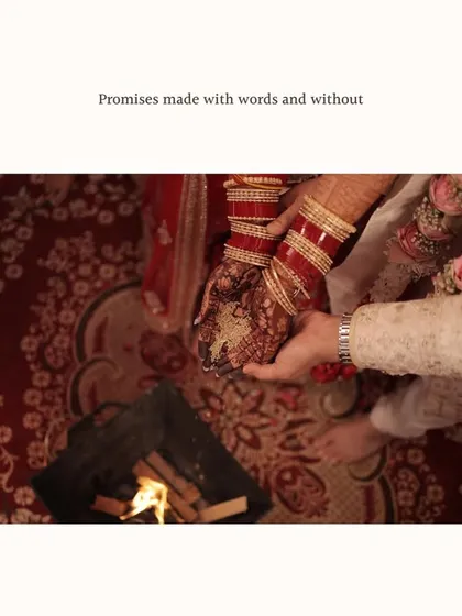Promises made around the sacred fire. This shot captures the essence of the Hindu wedding ceremony, with the couple's hands joined in a vow to walk together through life.