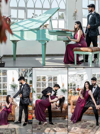 A collage of playful and romantic moments around a piano. From dancing and dipping to sharing a quiet moment at the keys, this series tells a story of love and shared passions.