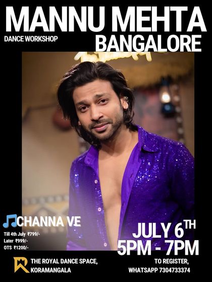 Workshop announcement for a freestyle session with Mannu Mehta on the soulful track "Channa Ve".