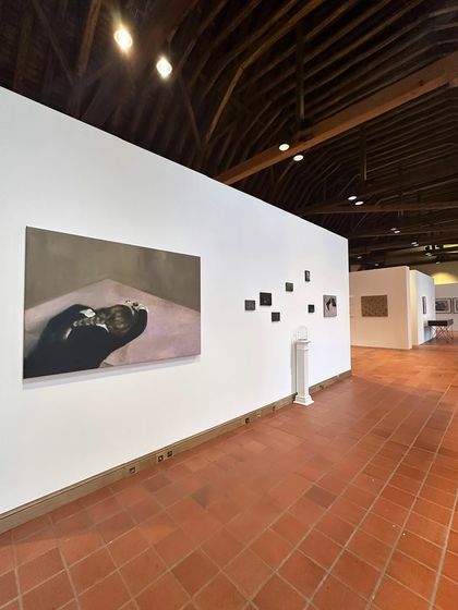 A glimpse of the gallery space at the Belfort Museum. The contrast between the contemporary art and the ancient wooden ceiling beams is a beautiful example of how old and new can coexist harmoniously.