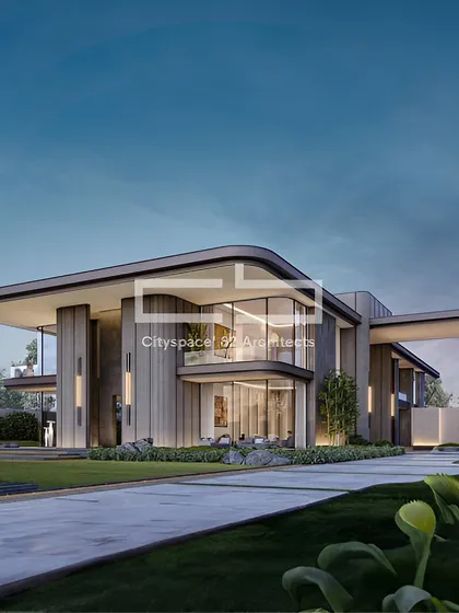 In this modern facade, a captivating cantilever captures attention with its bold design. Glass accents and premium materials are woven together to create a functional and innovative structure.