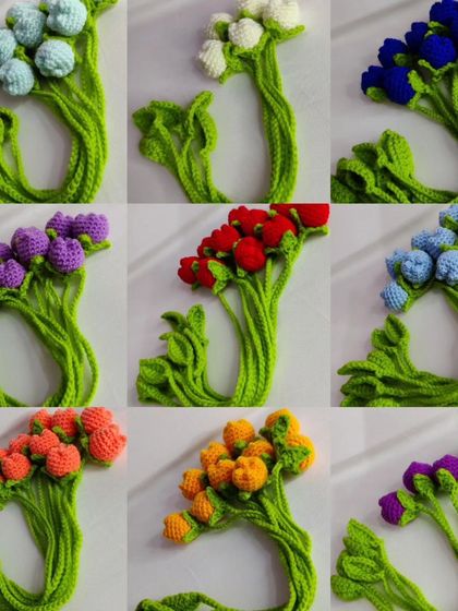 A colorful collage of my handmade tulip bookmarks, available in a wide variety of shades. These are a perfect, practical gift for any book lover.