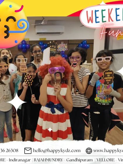 Silly props and happy faces! We encourage kids to be themselves and have a blast. A party with us is all about laughter and fun.