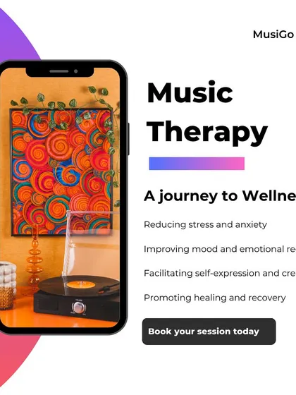 This graphic explains the benefits of our Music Therapy program, a holistic approach to healing that uses music to improve overall well-being for all age groups.