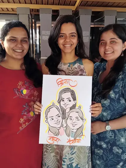 Three friends, one frame. Group caricatures are a wonderful way to celebrate friendship and create a lasting memory.