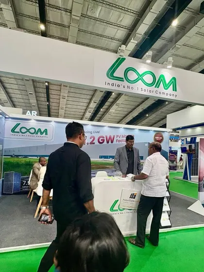 Another view of my well-lit and inviting booth at the expo in Coimbatore. We aim to create a welcoming environment for visitors to learn about solar energy.