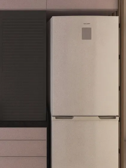 In my 3D plans, I account for every detail, including appliance placement. This render shows how the refrigerator is seamlessly integrated next to the pantry unit for a clean, built-in look.